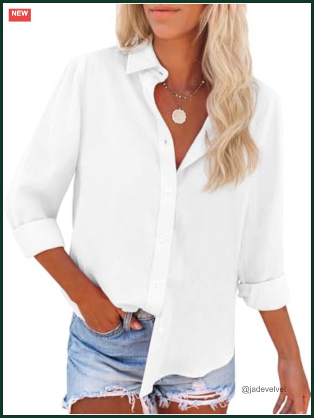 Cotton Oxford Long Sleeve Button Down Shirt Blouse